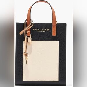 Marc Jacobs Black and Cream Micro Tote Bag